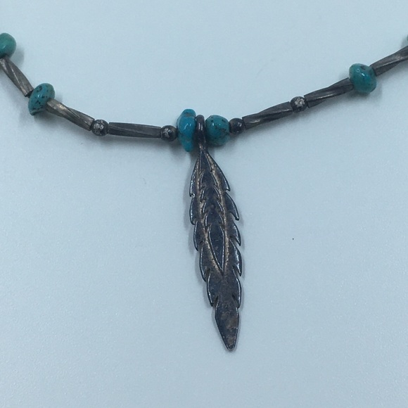 .925 Sterling Turquoise & Coral Liquid Silver Necklace - Picture 2 of 9